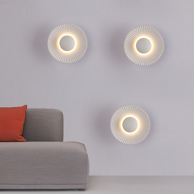 Solvara Wall Lamp | Modern Metallic Sun Ray Design With An Integrated Warm White LED Halo Glow