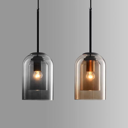 Duplume Mid Century Pendant Lamp | Double Glass Shade For Apartments and Dining Room Tables