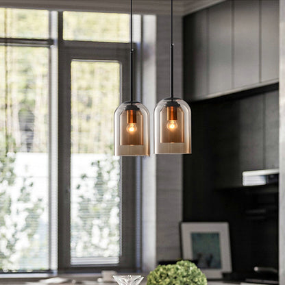 Duplume Mid Century Pendant Lamp | Double Glass Shade For Apartments and Dining Room Tables