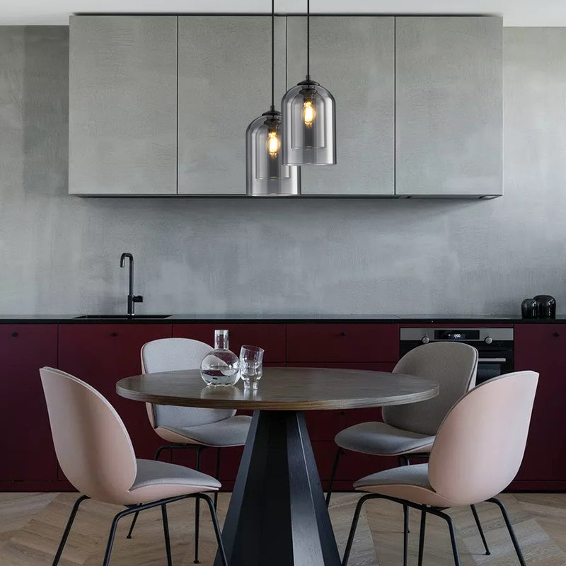Duplume Mid Century Pendant Lamp | Double Glass Shade For Apartments and Dining Room Tables