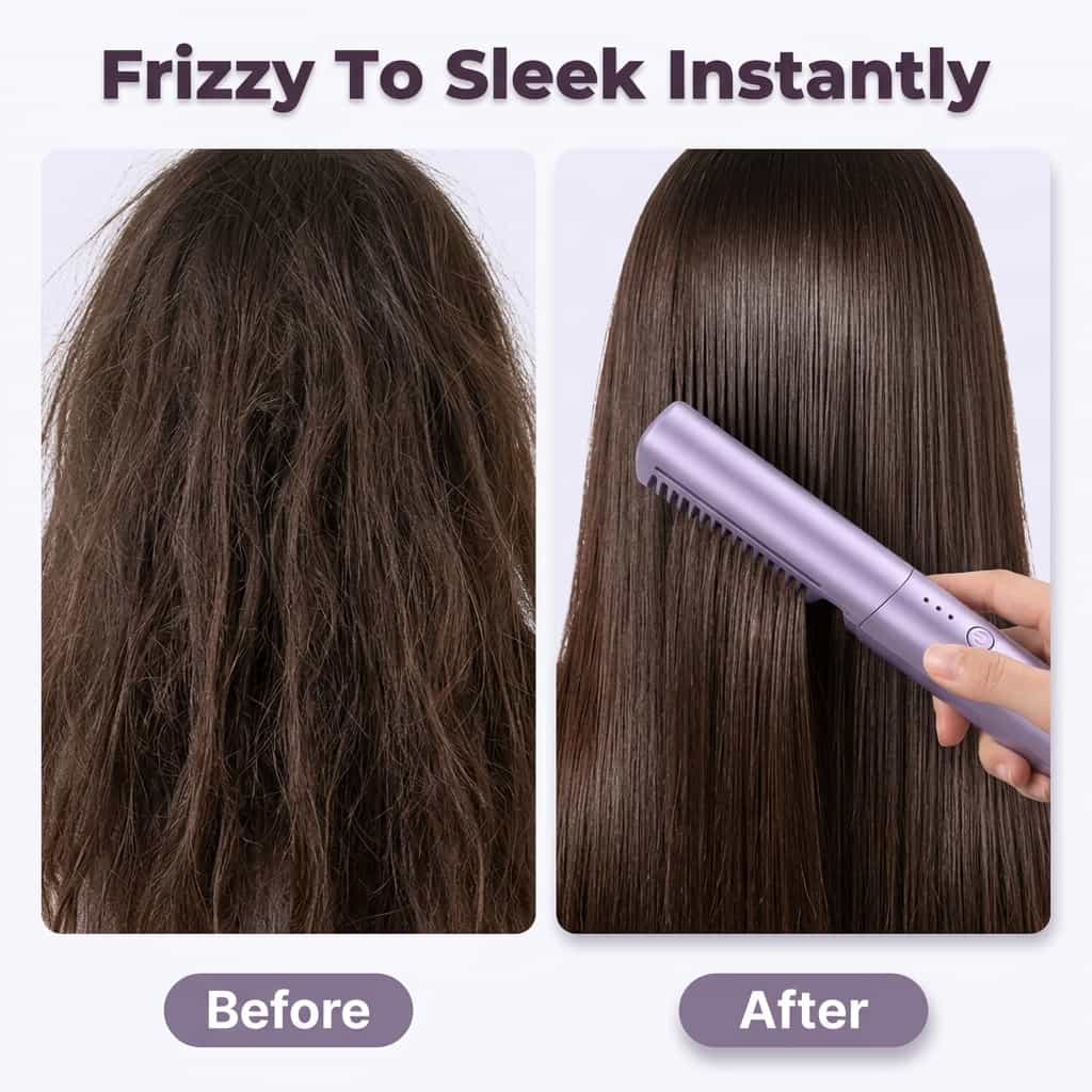 Glosswand Portable Hair Straightener | Compact Fast Heat Travel Flat Iron For Fringes and Touch Ups