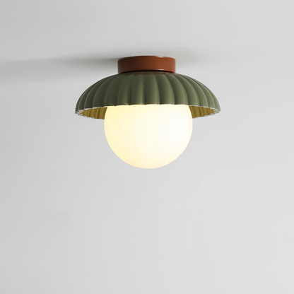 Iron Hallway Ceiling Light | Modern Glass and Metal Flush Mount For Halls and Landing Areas