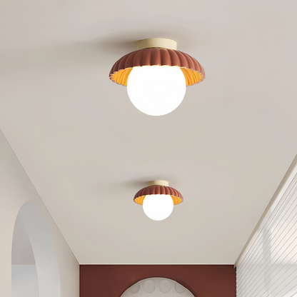 Iron Hallway Ceiling Light | Modern Glass and Metal Flush Mount For Halls and Landing Areas