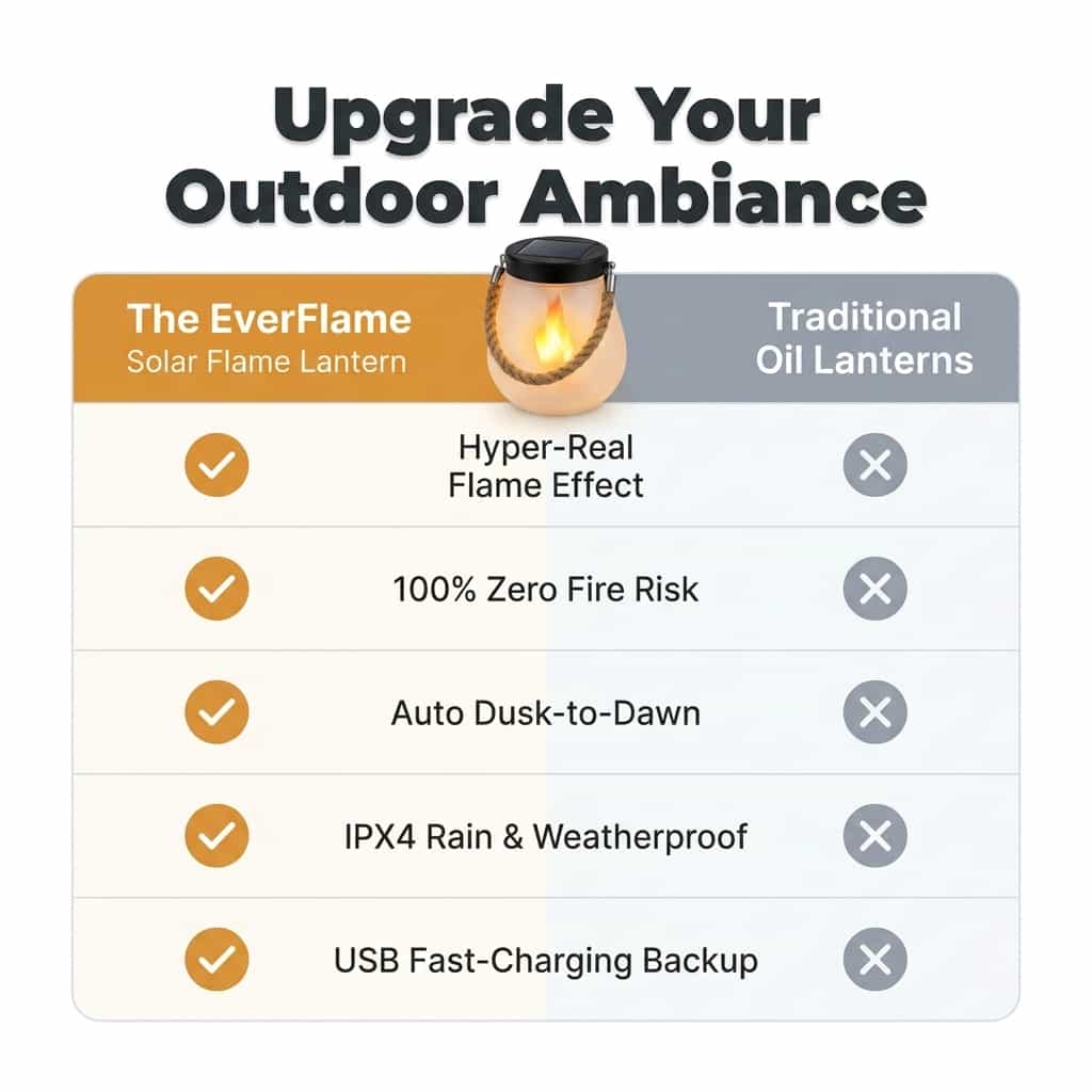 Emberlyn Solar Flame Lantern | Flickering LED Weatherproof Outdoor Garden Light For Patios and Paths
