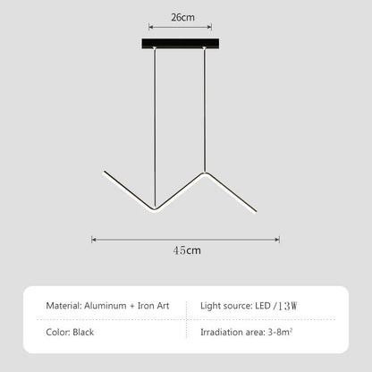 Aluminium Dining Pendant Lamp | Modern Nordic Linear LED Ceiling Light In A Gold or Black Finish
