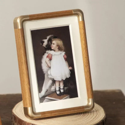 Brambury Tabletop Photo Frame | Vintage Wood and Brass Picture Frame For Shelves and Desks