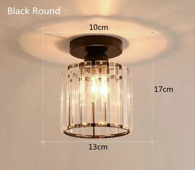 Crystal Ceiling Light | Elegant Corridor and Aisle Lamp In Round or Square Crystal Designs