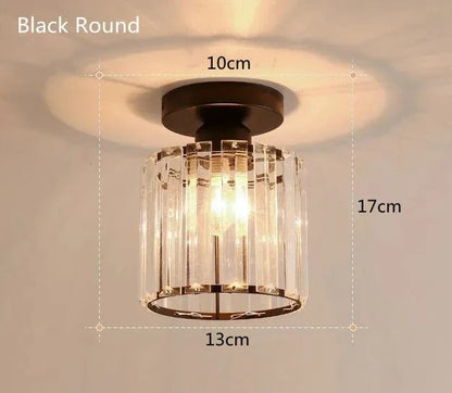 Crystal Ceiling Light | Elegant Corridor and Aisle Lamp In Round or Square Crystal Designs