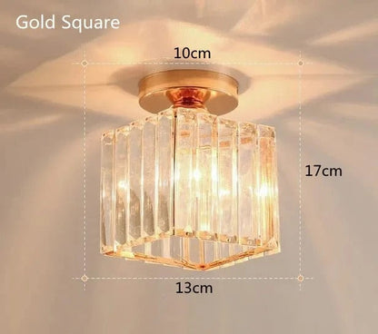 Crystal Ceiling Light | Elegant Corridor and Aisle Lamp In Round or Square Crystal Designs