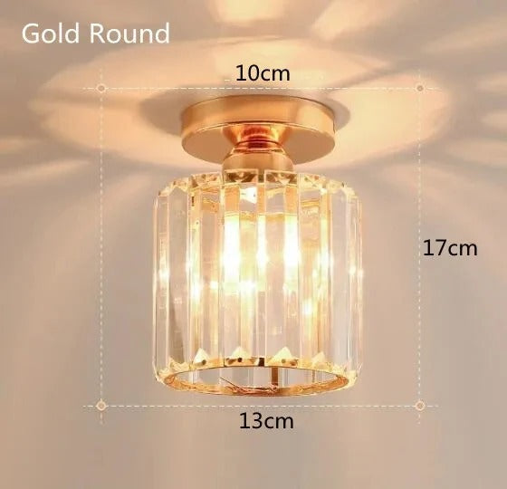 Crystal Ceiling Light | Elegant Corridor and Aisle Lamp In Round or Square Crystal Designs