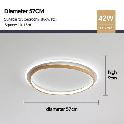 LED Modern Ceiling Lamp | Walnut and Gold Round Design In Three Different Round Panel Sizes
