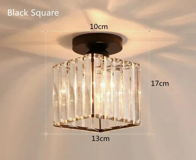 Crystal Ceiling Light | Elegant Corridor and Aisle Lamp In Round or Square Crystal Designs