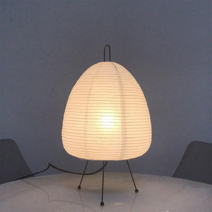 Japanese Rice Paper Table Lamp | Minimalist Zen Tripod Lamp With A Washi Style Paper Shade