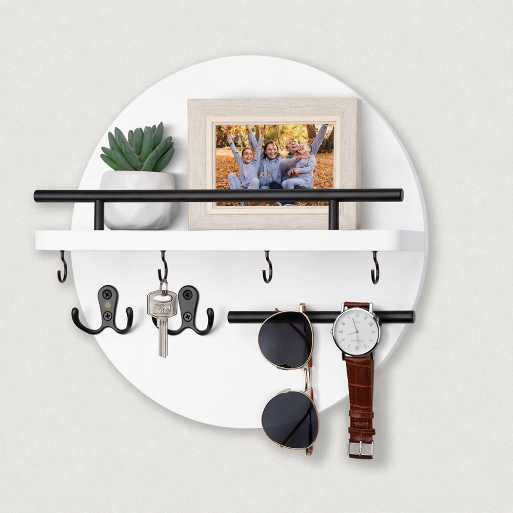 Round Wooden Key Holder | Eco Friendly Wall Organiser For Hallways, Front Doors and Entryways