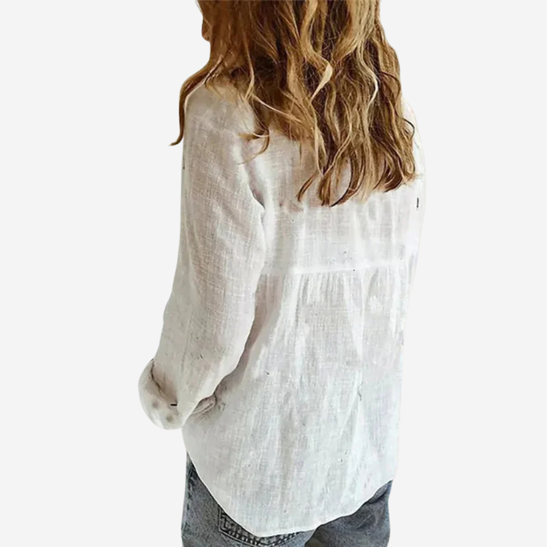 Reva Button Front Linen Blouse