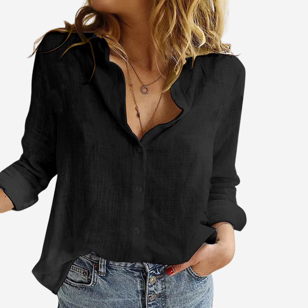 Reva Button Front Linen Blouse