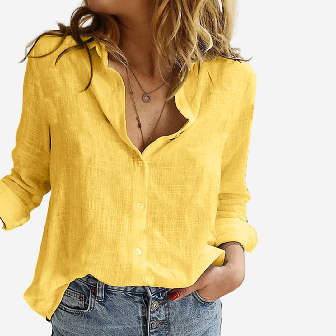 Reva Button Front Linen Blouse