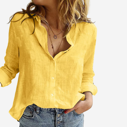 Reva Button Front Linen Blouse