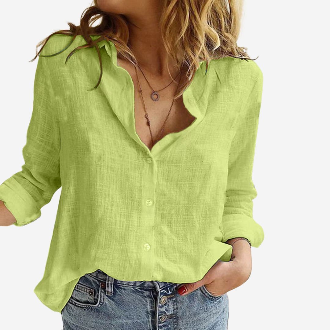 Reva Button Front Linen Blouse