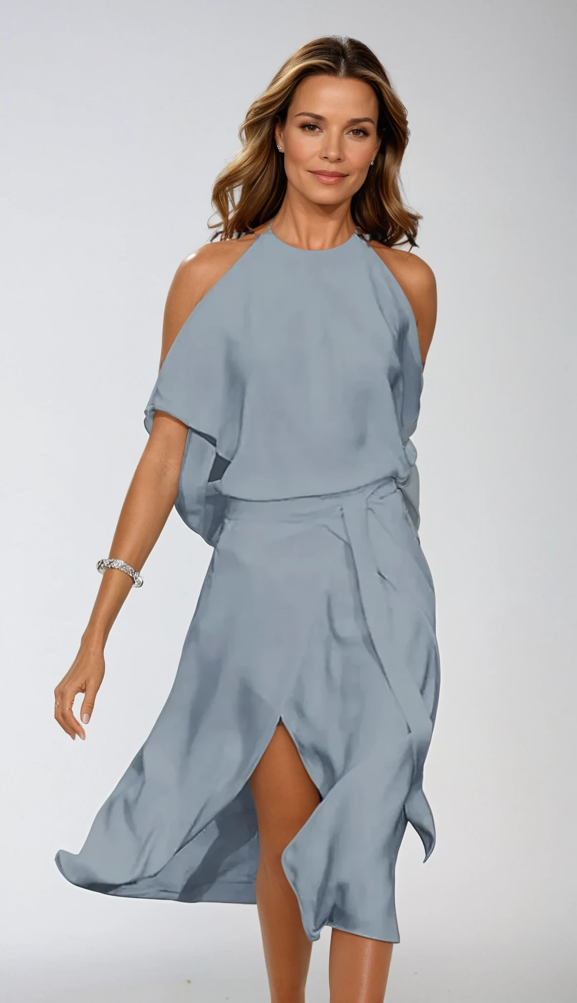 Vanya Halter Neck Cold Shoulder Midi Dress